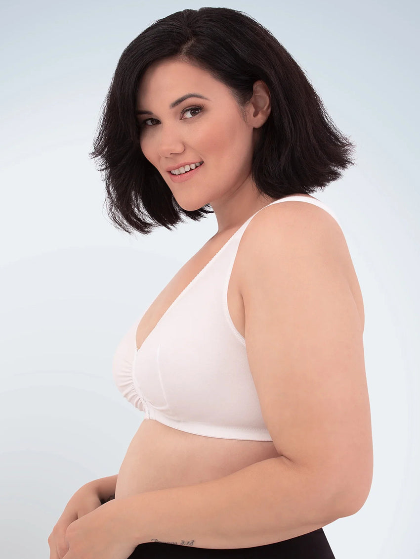 Leading Lady Marlene Front-Closure Wireless Leisure Bra - Comfortable Plus  Size Bras for Women (Beige) at  Women's Clothing store