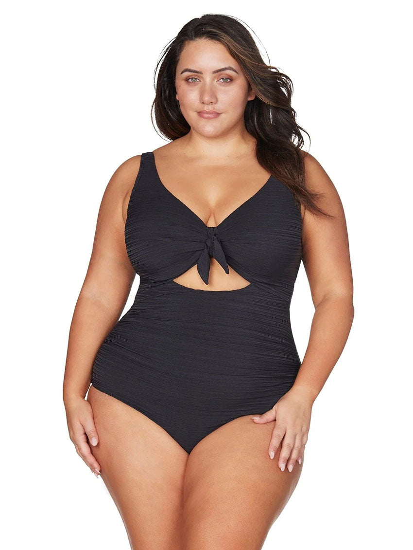 Swimsuits For All Women's Plus Size Cut Out Underwire One Piece Swimsuit