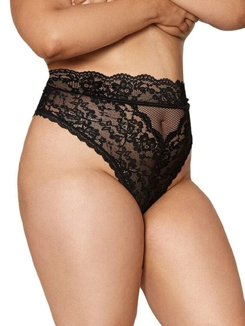 Haute Lace Thong Knickers in Black