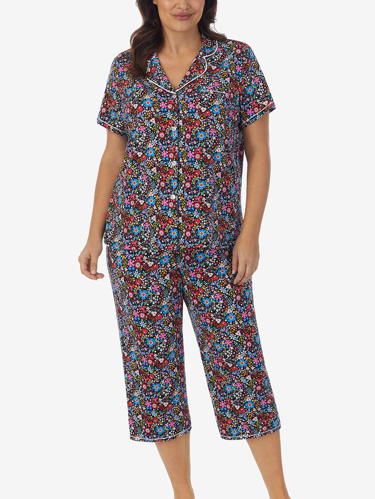 Cuddl Duds Classic Jersey Notch Collar Novelty Pajama Set 