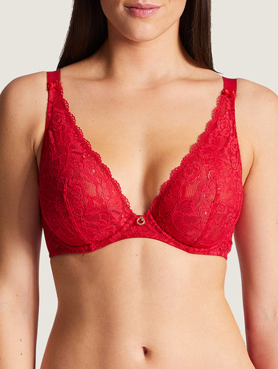 Red Bra Lingerie Tulip Passion Dessous Out of French Lace Bra in Red Tuille  -  Canada