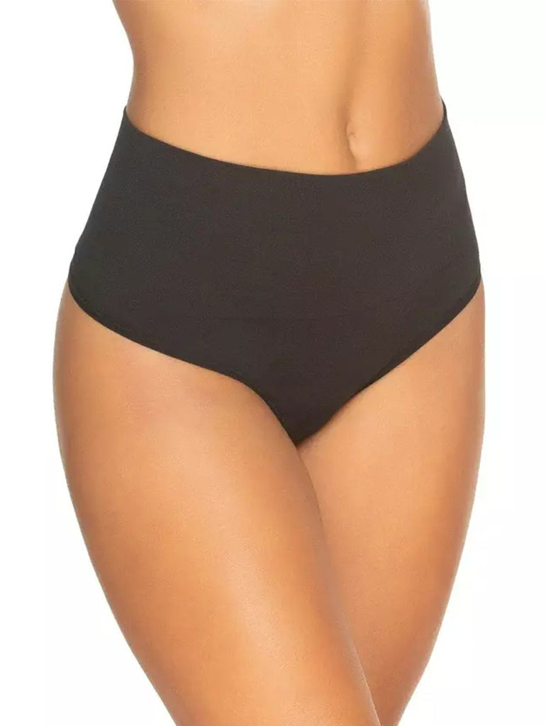 Buy Black/Nude Tummy Control Light Shaping High Waist Thongs 2